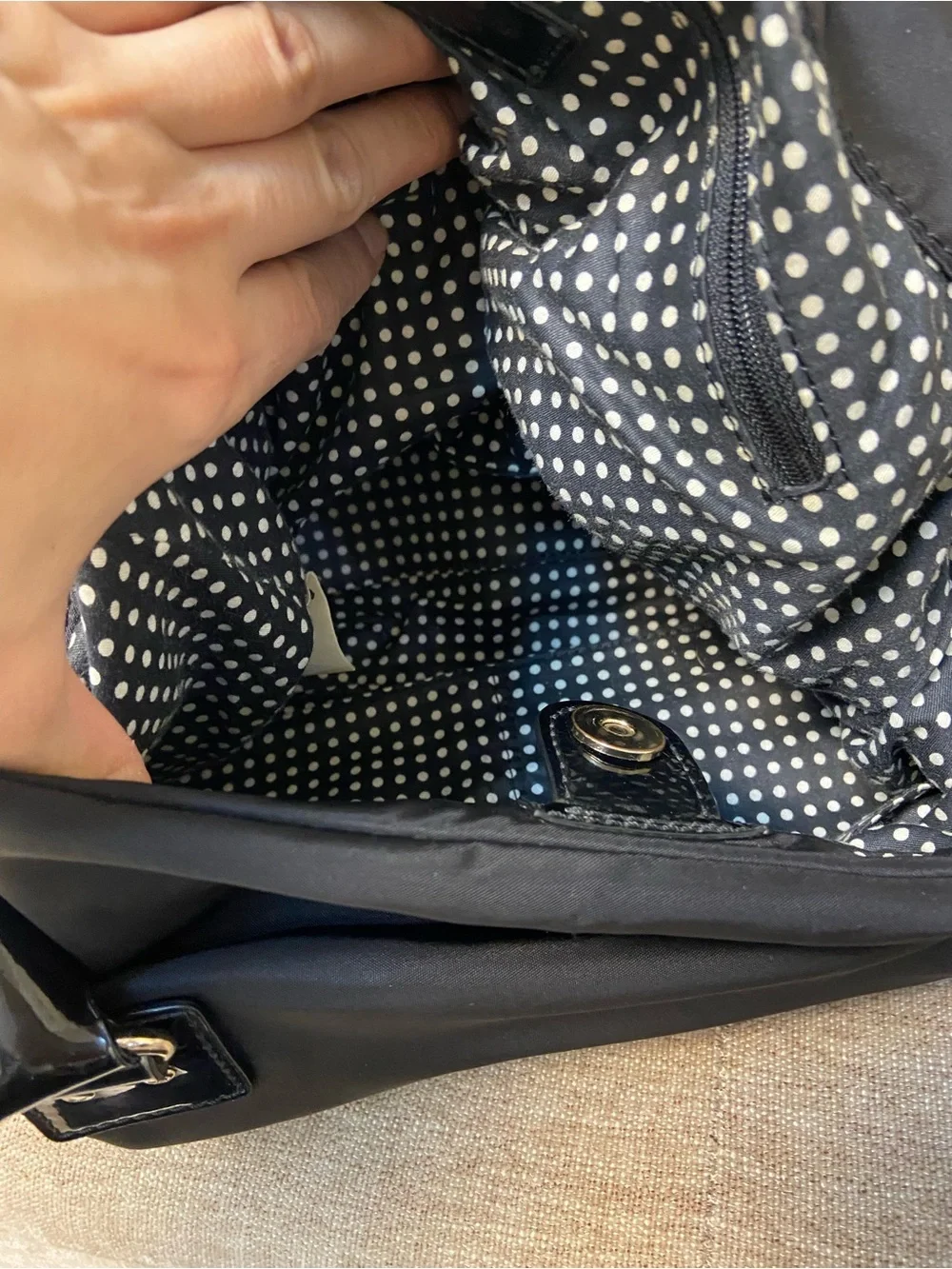 kate spade Black Nylon Dual-Handle Shoulder Bag with Gold Hardware
